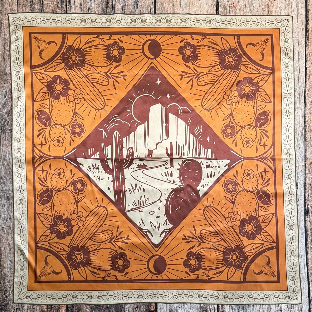 Wild West Print Scarf | 36x36 | Cinnamon